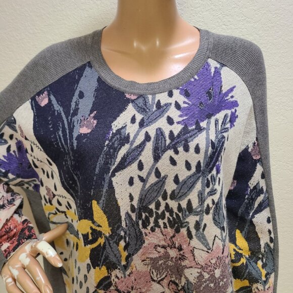 ALDOMARTINS FLORAL PRINT OVERSIZED KNIT SWEATER TUNIC PULLOVER sz S - Picture 3 of 7